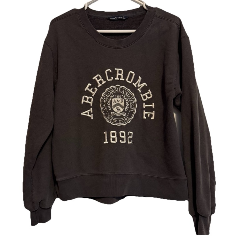 Abercrombie‎ & Fitch Black Sweatshirt Spell Out Small Pullover LongSleeve 1892